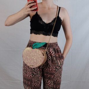 glittery peach crossbody bag